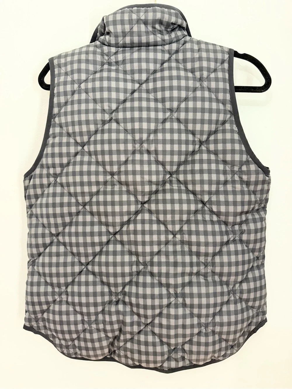 J.Crew Vest Womens small Down Quilted Black Plaid Casual Full Zip